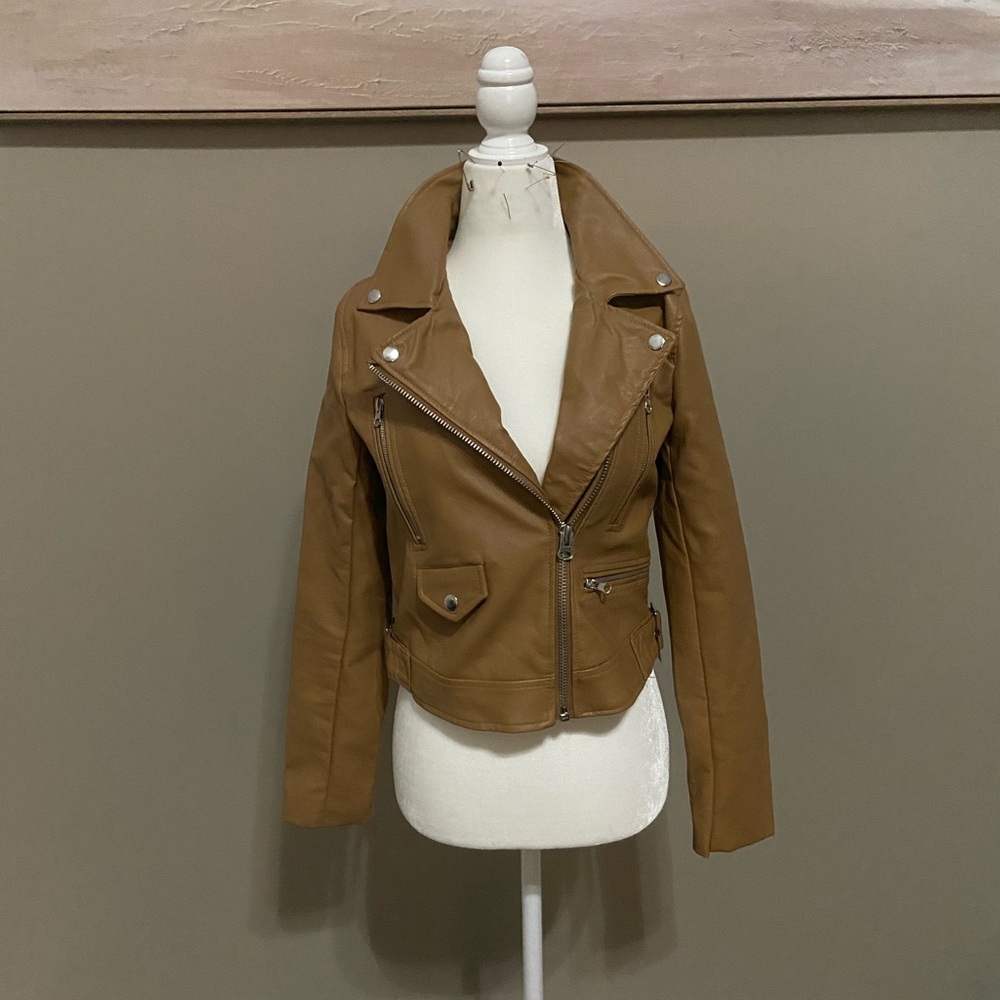 Tan leather coat